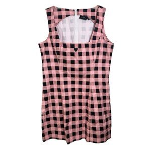 LAZY OAF Checkered Mini Dress Size 16 Pink Black Cotton